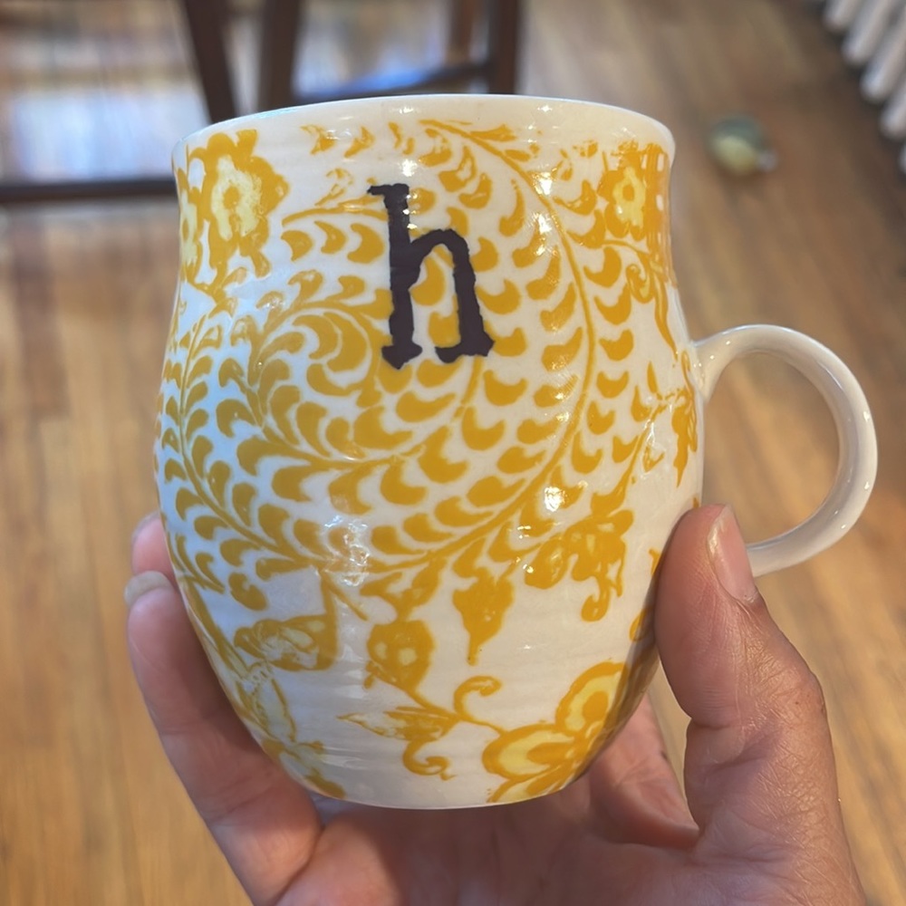 Anthropologie Homegrown Monogram H Pottery Coffee Mug